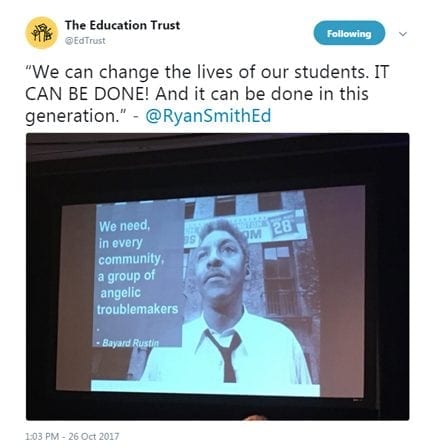 “We can change the lives of our students. IT CAN BE DONE! And it can be done in this generation.” - @RyanSmithEd